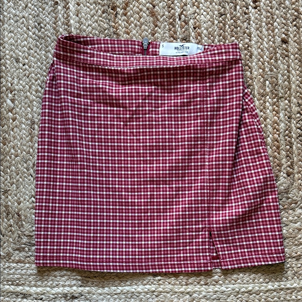 Hollister Checkered Red Mini Skirt